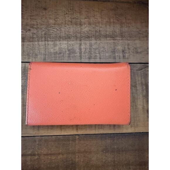 Prada Key Holder Wallet Women's Orange Saffiano Leather Made Italy Gold Hardware - Picture 2 of 13